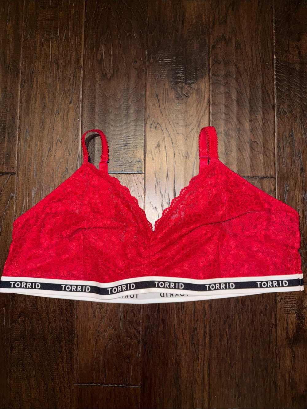 torrid Red Lace Bralette with Logo Elastic Band